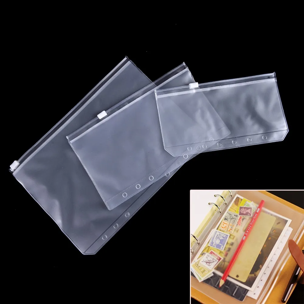 

New A5/A6/A7 Transparent PVC Storage Card Bag for Traveler Notebook Diary Planner Zipper Bag Filing Products