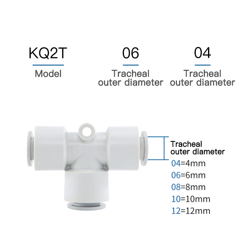 Размер трубки 10 мм Пластиковые Т-образные соединительные фитинги KQ2T |