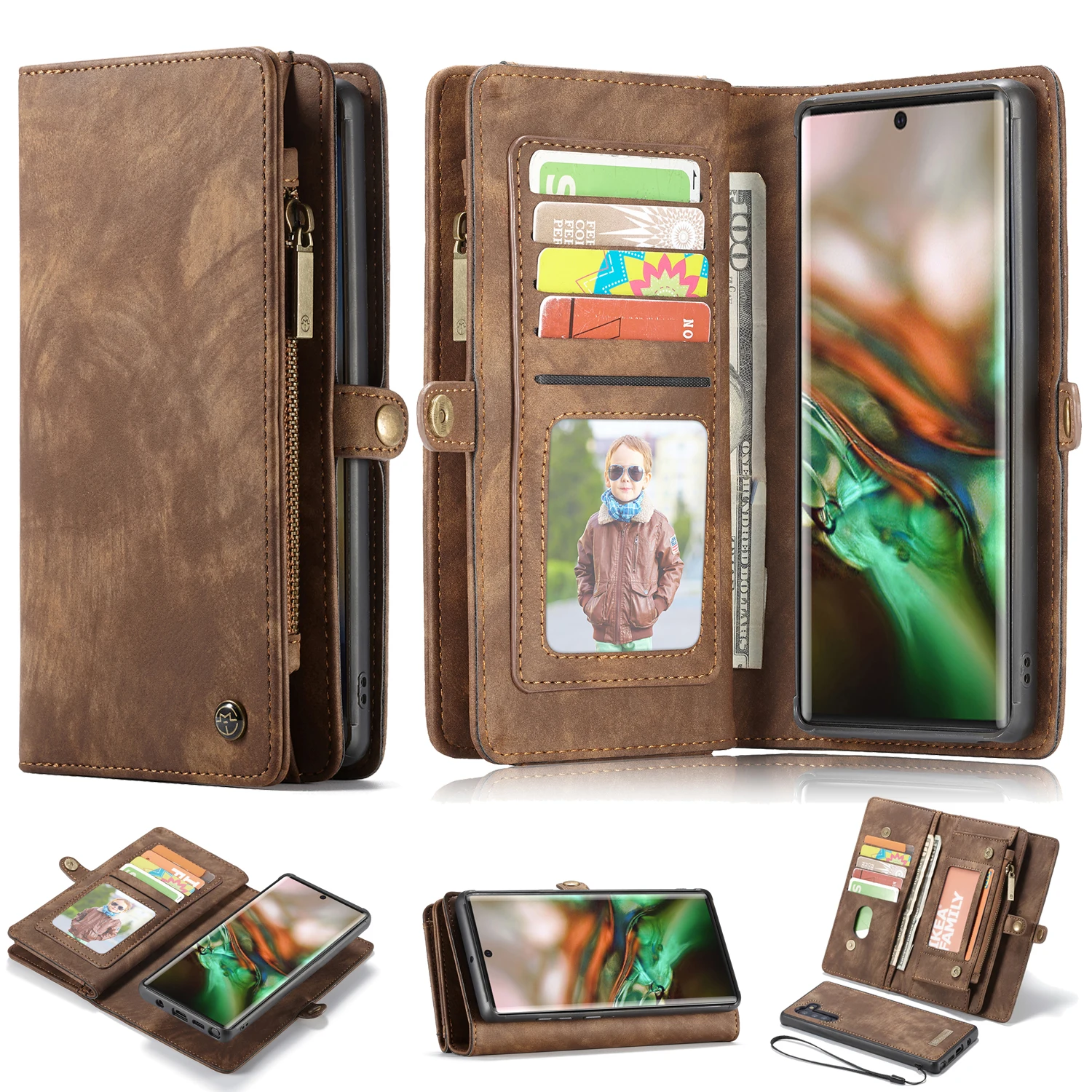 Роскошный чехол кошелек в стиле ретро для Samsung Galaxy Note 10 Plus книжка из натуральной