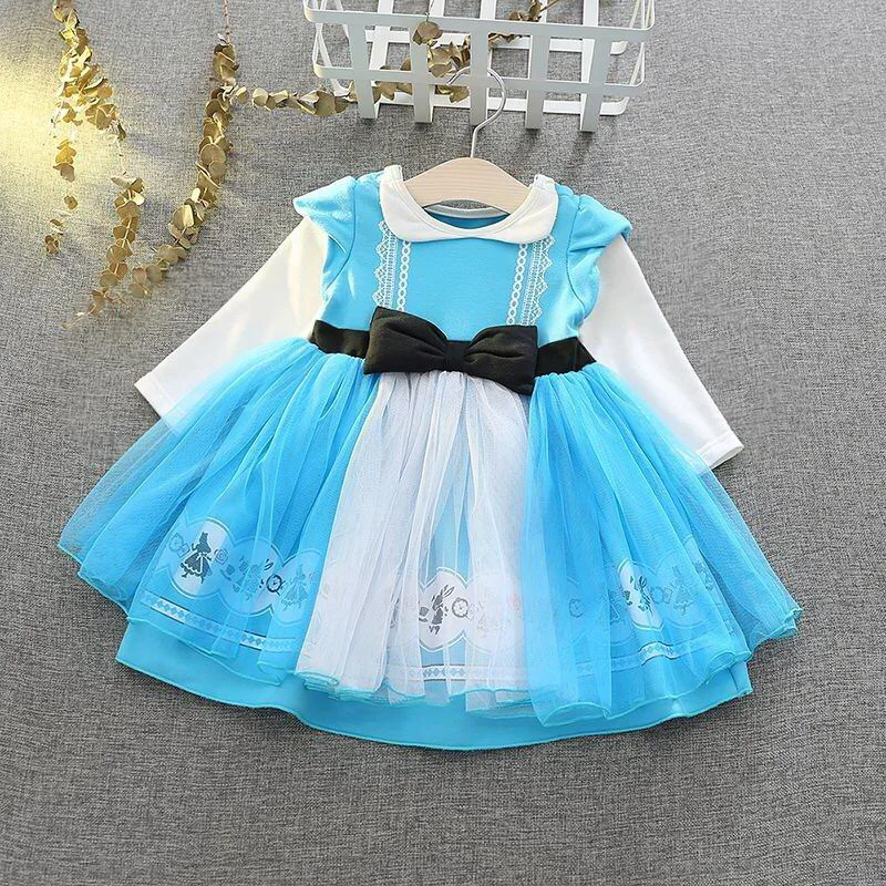 

Baby Girl Cartoon Dress Long Sleeve Mermaid Snow White Sofia Princess Cosplay Dress for Girl Baby Clothes E5102