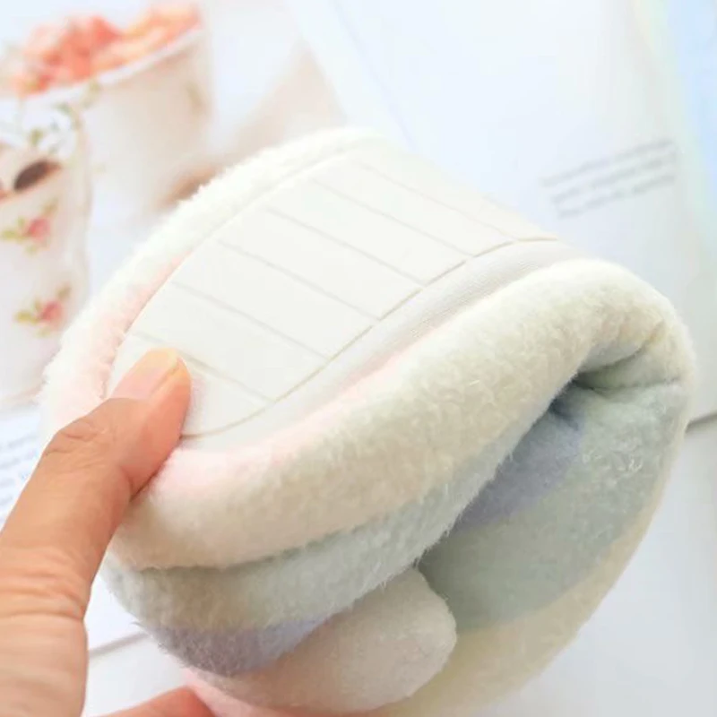 Soft Rainbow Stripe autumn and winter moon shoes Cloud Star soft bottom non slip bag and home slippers