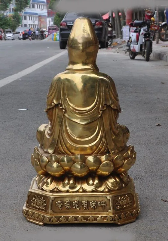 

wedding decoration 21"Old Chinese buddhism brass kwan-yin GuanYin Bodhisattva Goddess buddha statue