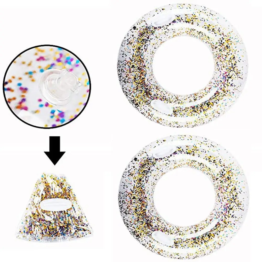 

70/80/90cm Colorful Glitter Pool Foats Swimming Ring For Adult Children Inflatable Pool Tube Giant Float Boys Girl Water Fun Toy