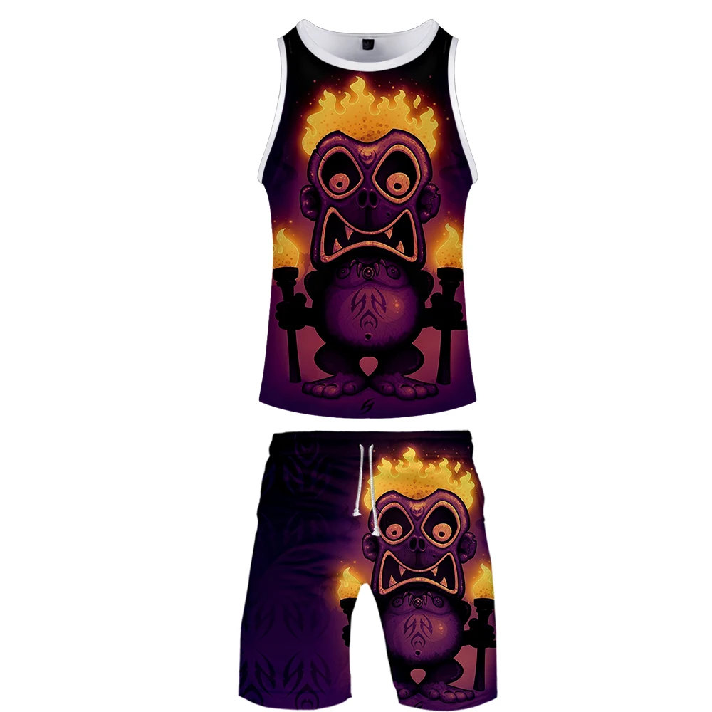 extraterrestrial 3D two piece set tank top and shorts Harajuku women Sailor moon tshirt streetwear harajuku Sleeveless Plus Size | Женская