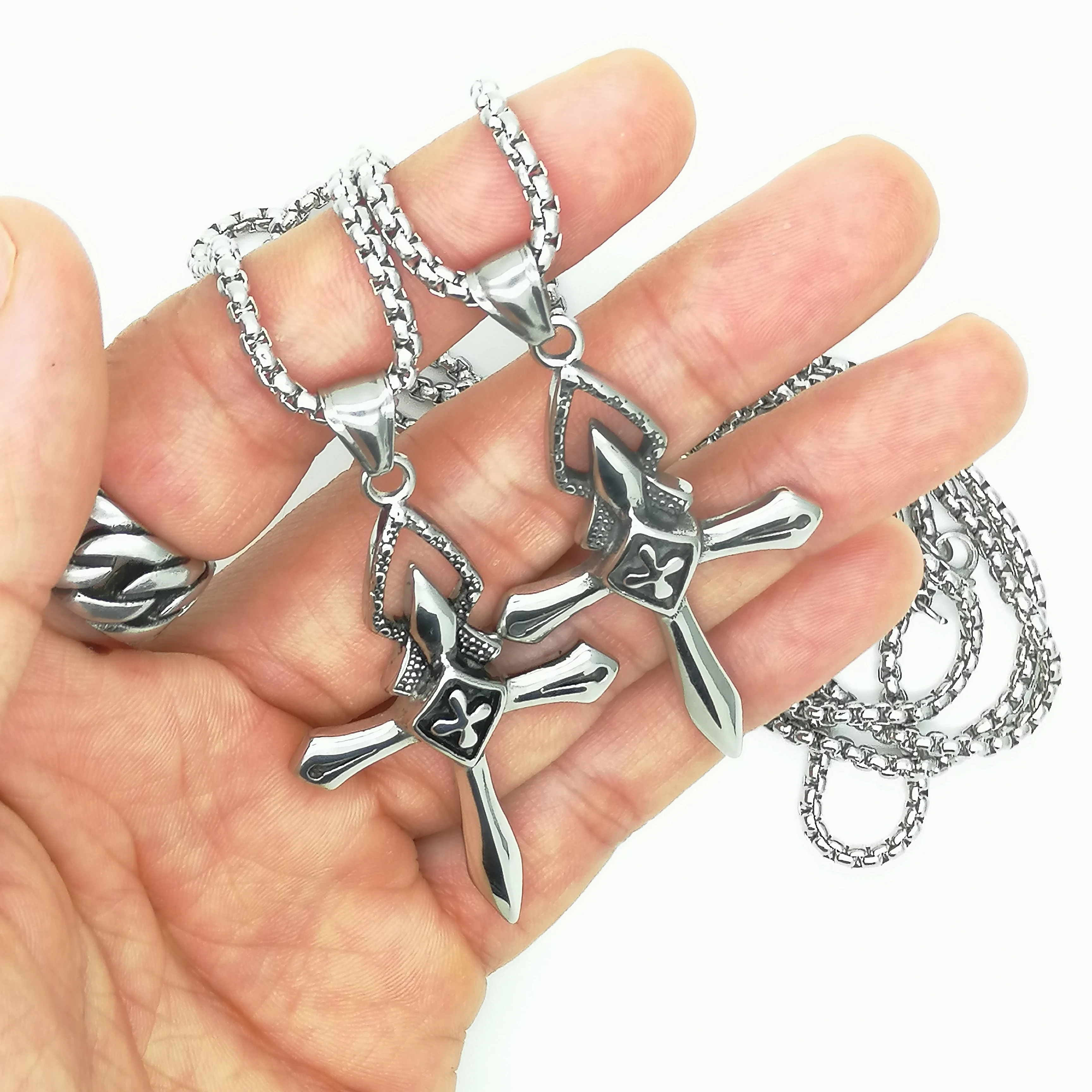 Хип хоп Дева Святого меча крест кулон ожерелье в стиле панк готика Байкер из