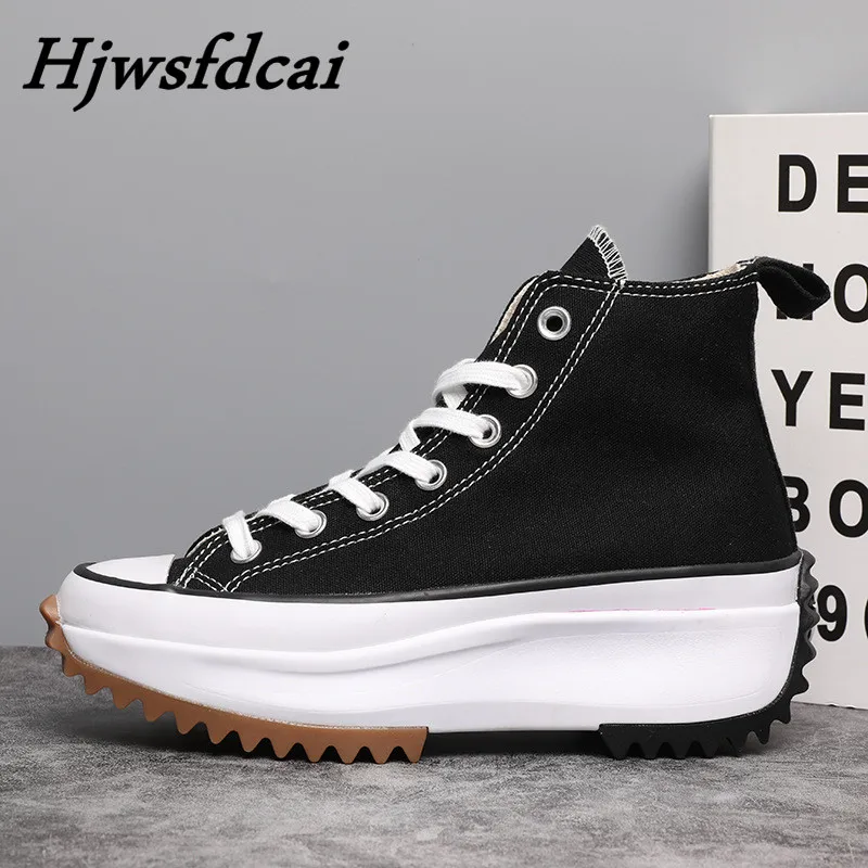 

Hjwsfdcai New Brand Designer Women Sneakers Thick Sole High Top Casual Canvas Shoes Female Jogging Walking Skateboard Footwear