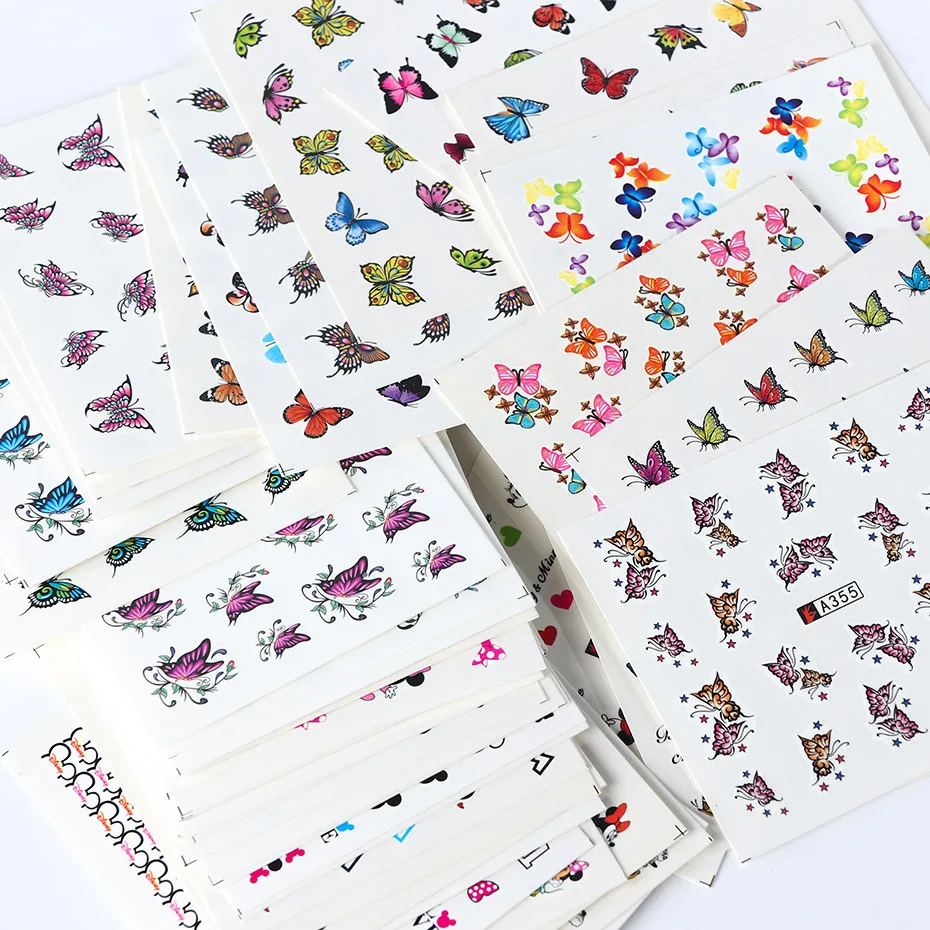 48Pcs 3D Butterflies Series Flowers Bush Nail Art Design Water Transfer Sliders Decals for Sticker DIY Tips Decoration Tool | Красота и