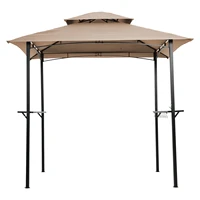 8x5 ft outdoor grill gazebo shelter tent 2 tier soft top canopysteel frame with hookbar counters khakiburgundyus depot