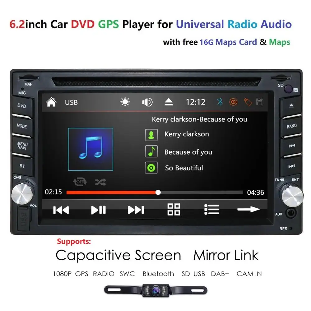 Новинка! Универсальный 2Din автомобильный DVD плеер GPS стерео радио сенсорный экран