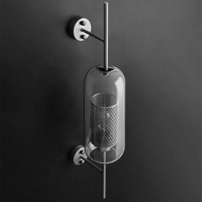 Промышленные Ретро Стеклянные Настенные светильники металлическая сетка