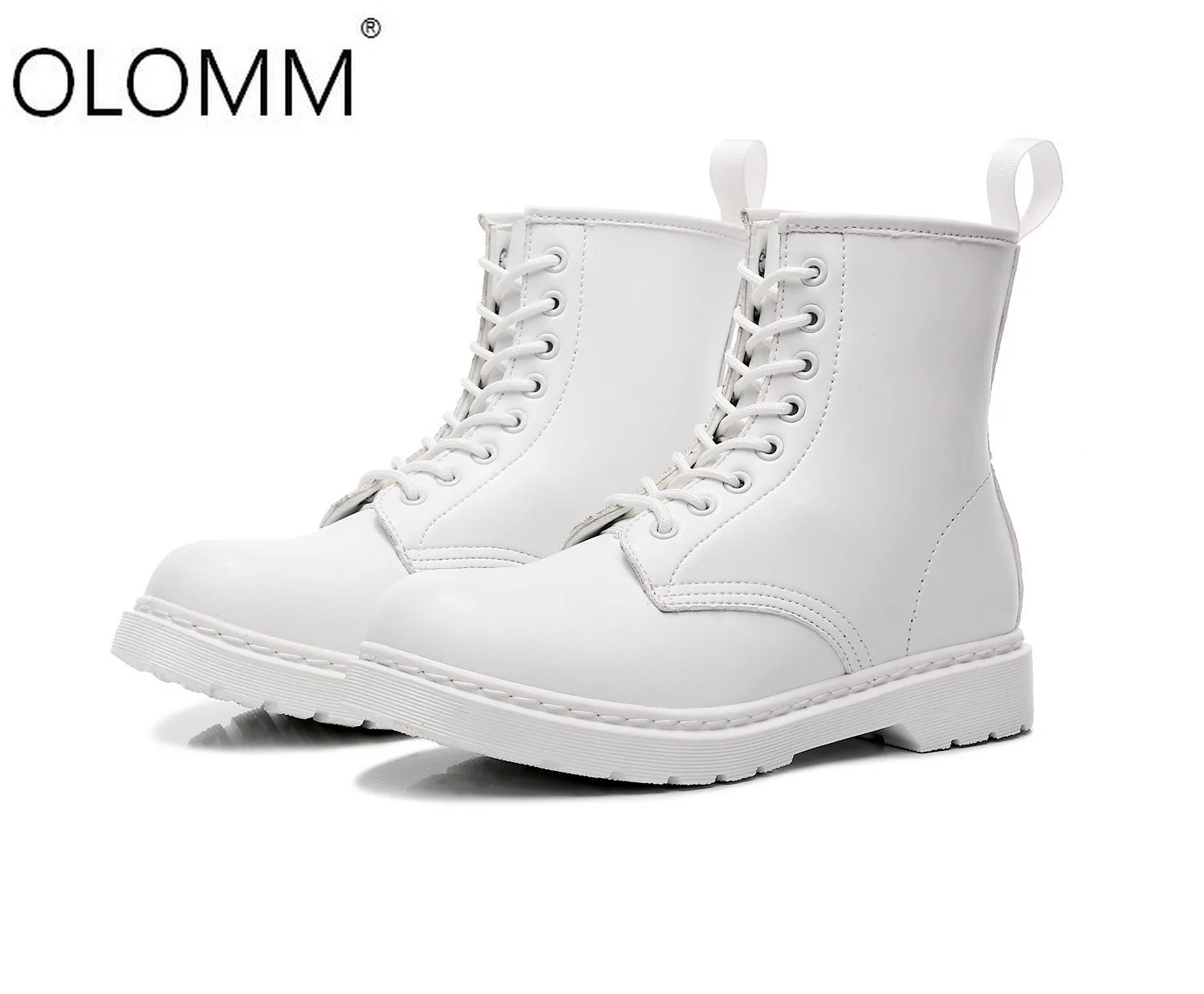 

Round Head White Martins High Top Shoes Woman Sneakers