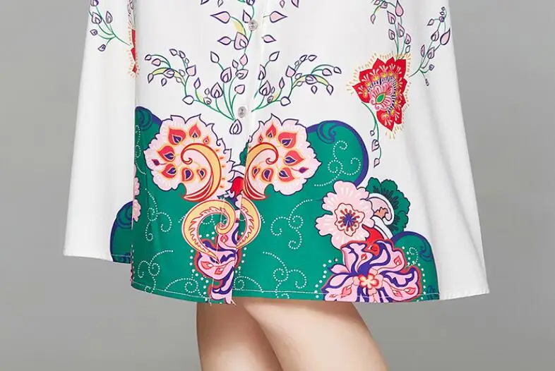 

Fashion Designer Runway Dress Spring Women's Dress Long Sleeve Turn-down Collar Print Party Dresses