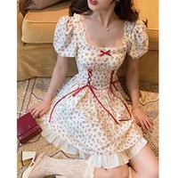 french court dress 2021 new bandage floral lace fairy summer womens dress plus size women clothing embroidery