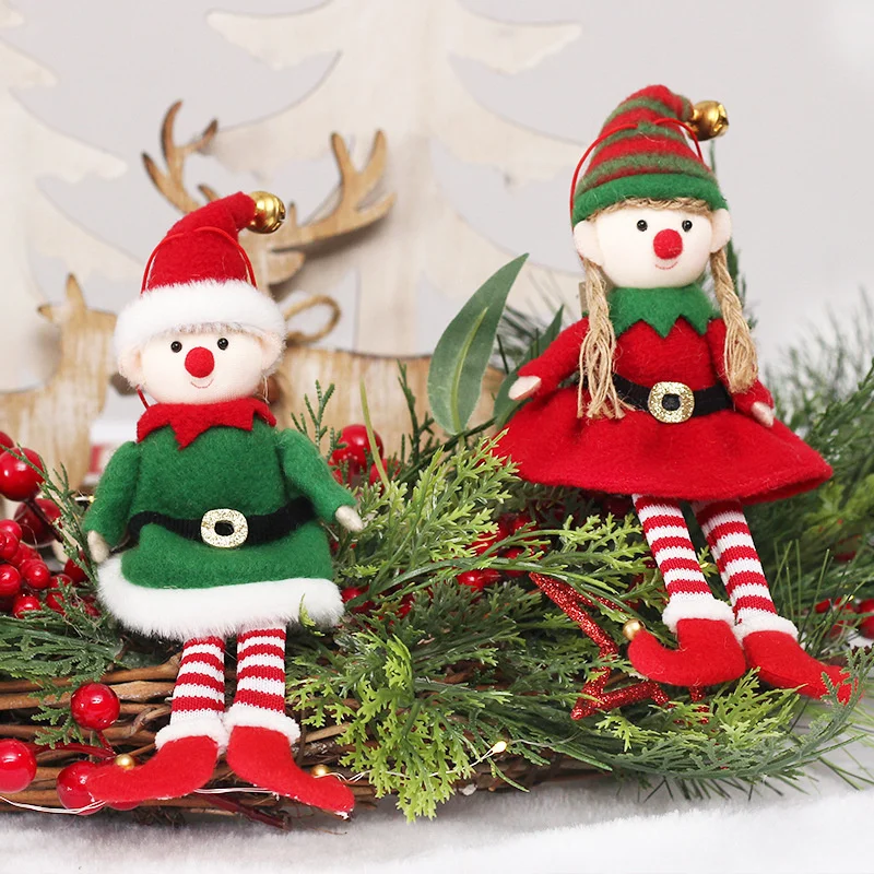 

Christmas Snowman Doll Decorations Lovely Wind Elf Boy Elf Girl Christmas Tree Pendant Ornaments Xmas Gift Non-woven Fabric Bell