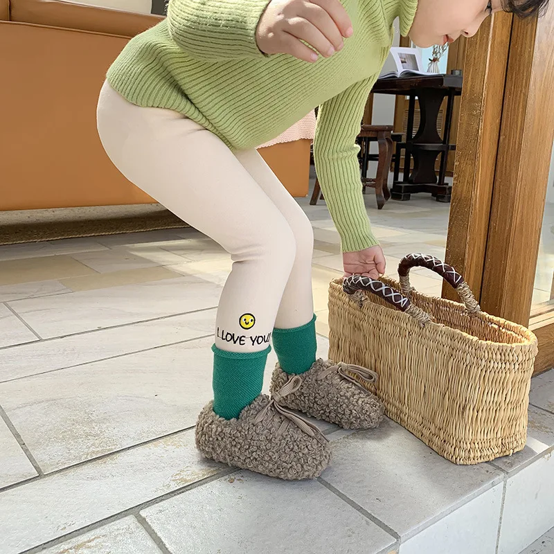 Осень-зима милые теплые леггинсы с вышивкой для девочек 2019 Детские хлопковые