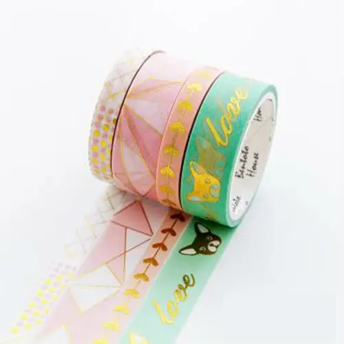 4 шт./компл. Kawaii золото Фольга лента Washi Фламинго ананас растений в форме сердца лента Washi планировщик дневник канцелярские декоративная лента Стикеры - Цвет: Cute law