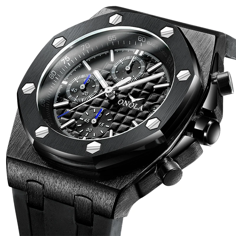 ONOLA кварцевые часы модные спортивные мужские s наручные Календарь военные