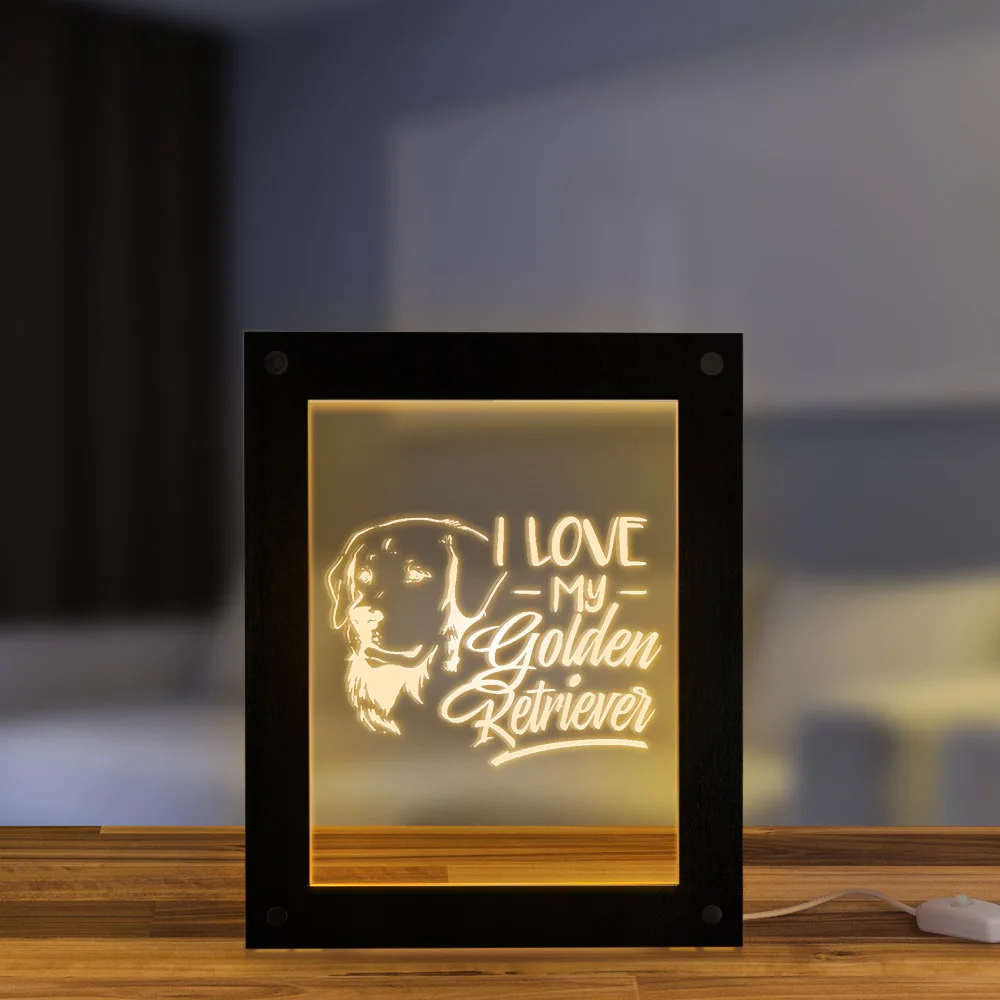 I Love My Golden Retriever Puppy Canine Animal светодиодный светильник, текстовая фоторамка, ночник, настольная лампа, подарок с домашним любимцем