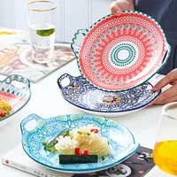 creative ceramic dinner plates boho style cartoon hand painted underglaze round amphora dish baking dish household tableware