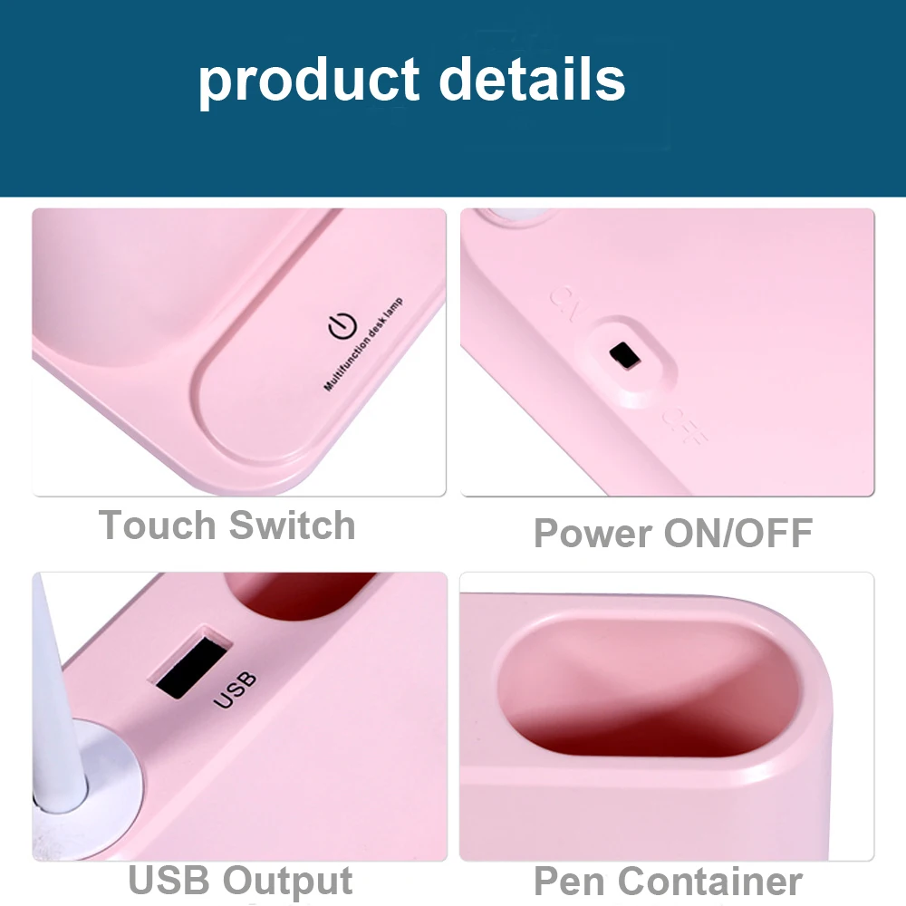 LED Desk Lamp USB Rechargeable Touch Dimming Adjustment Table Lamp for Children Kids Reading Study Bedside Living Room Bedroom