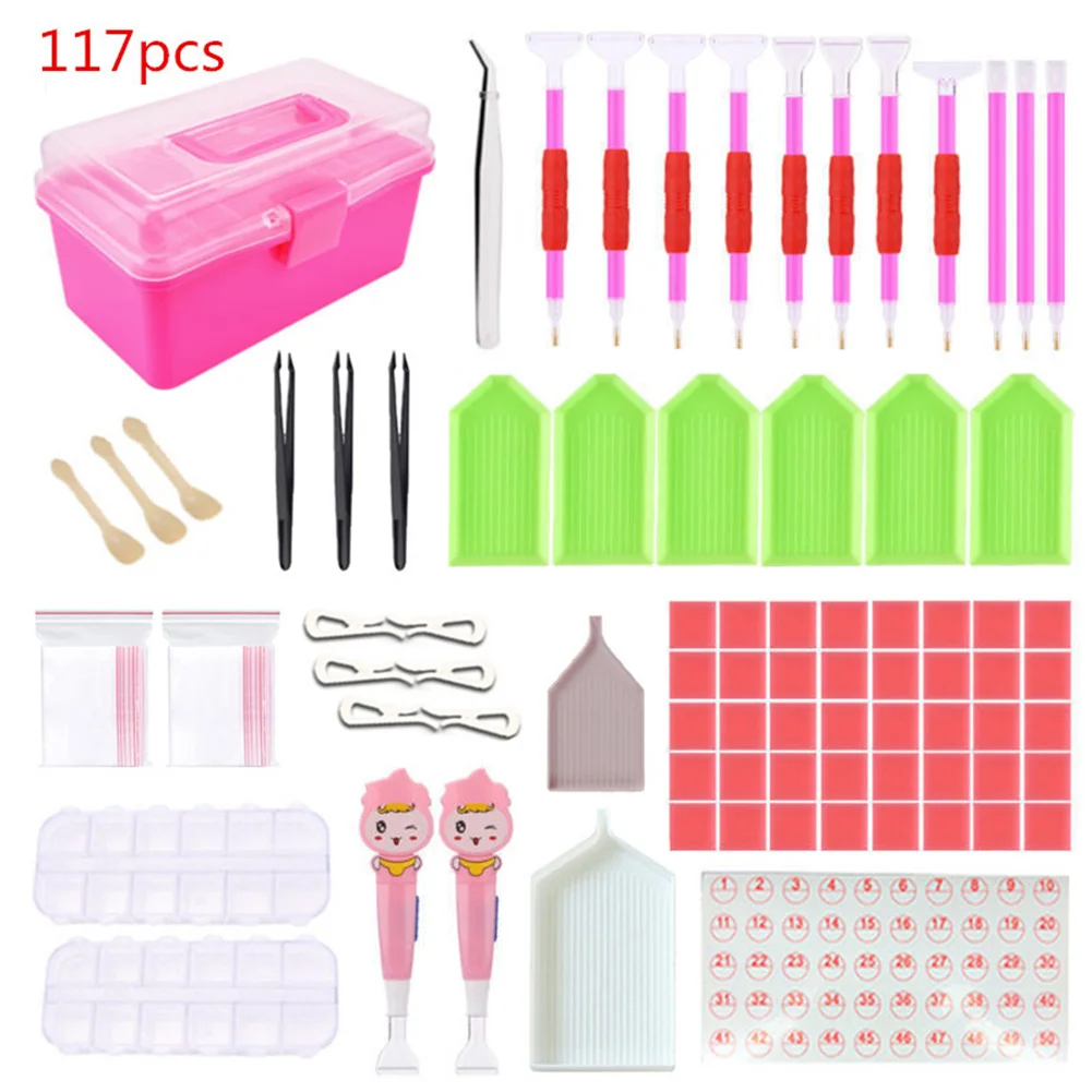 

Diamond Painting Tools 5D Diamond Painting Accessories Kits Diamond Cross Stitch Tool Sets Diamond Embroidery Box for DIY Craft