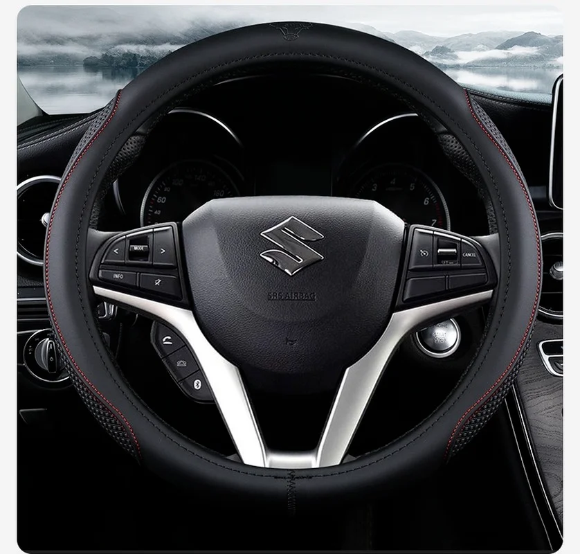 

Leather Universal Car Steering Wheel for Suzuki Anti-Slip Car Steering Wheel Cover Car-styling Auto Accessories