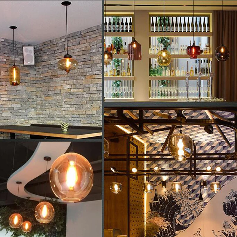 Lámpara colgante de techo de cristal para restaurante, luz de araña moderna, colorida, soplada, para sala de estar, sala de café y oficina