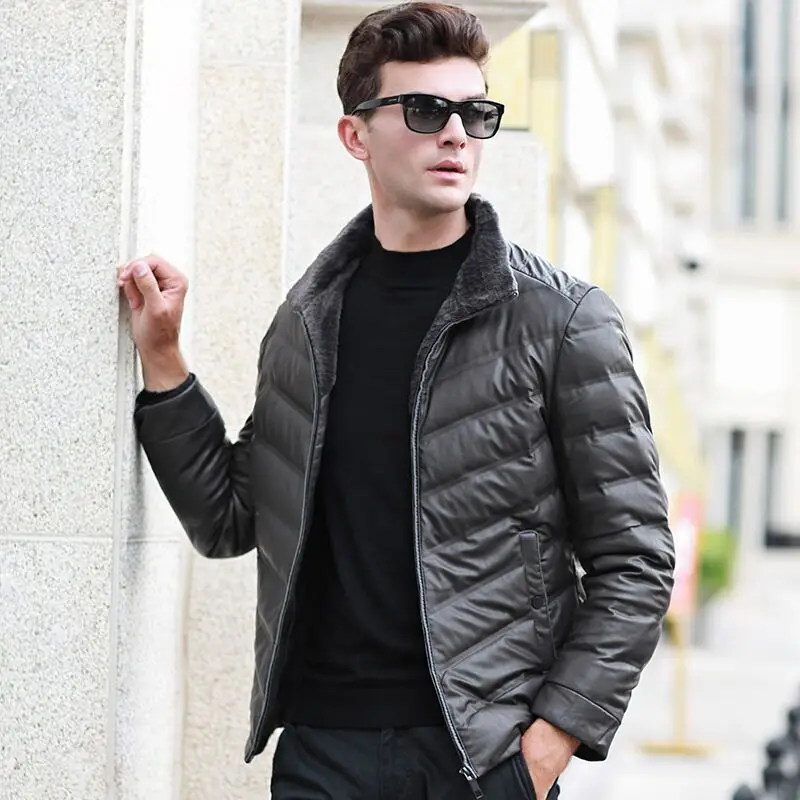 

New 2020 Winter Men's Brand Warm Down Jacket Wool Collar Fashion Business Slim White Duck Down Jacket Male Brand Clothing