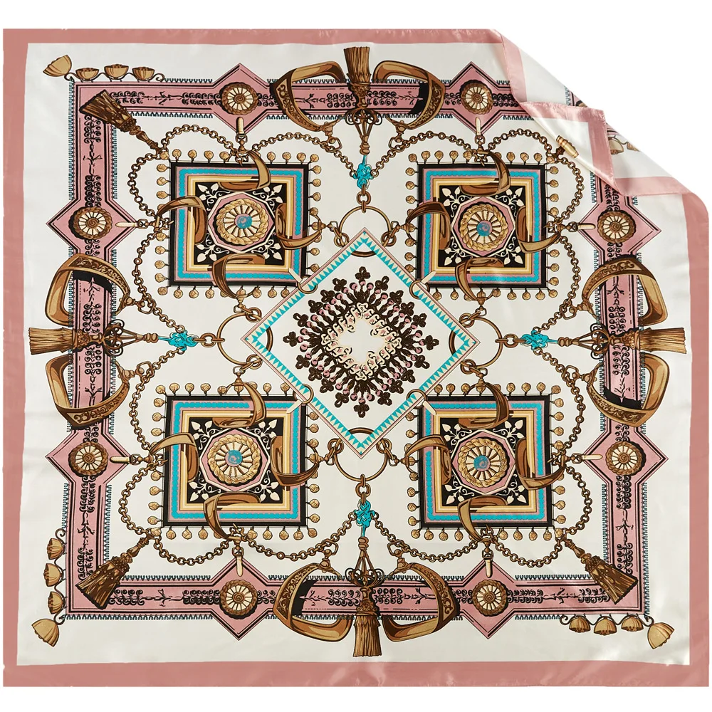 Женский Шелковый атласный шарф для волос 90x90 см| |