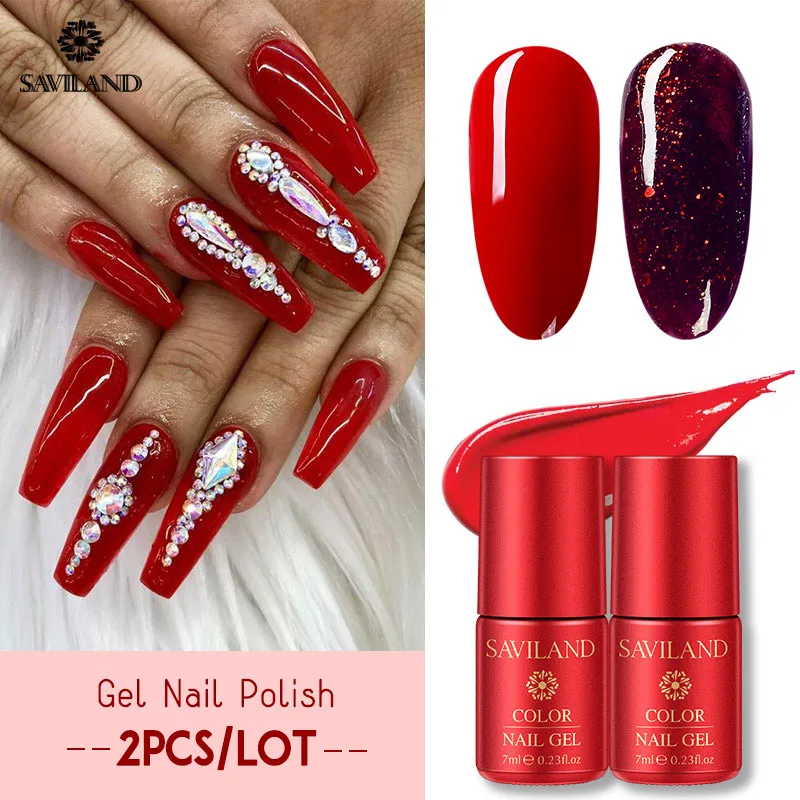 Полуперманентный Гель лак SAVILAND 2 шт. 7 мл|Гель для ногтей| |