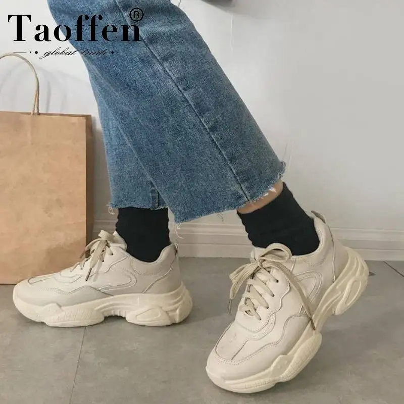 Taoffen Women Casual Sneakers Daily Shoes Thick Sole Round Toe Outdoor Woman Leisure Footwear Size 35-39 | Обувь