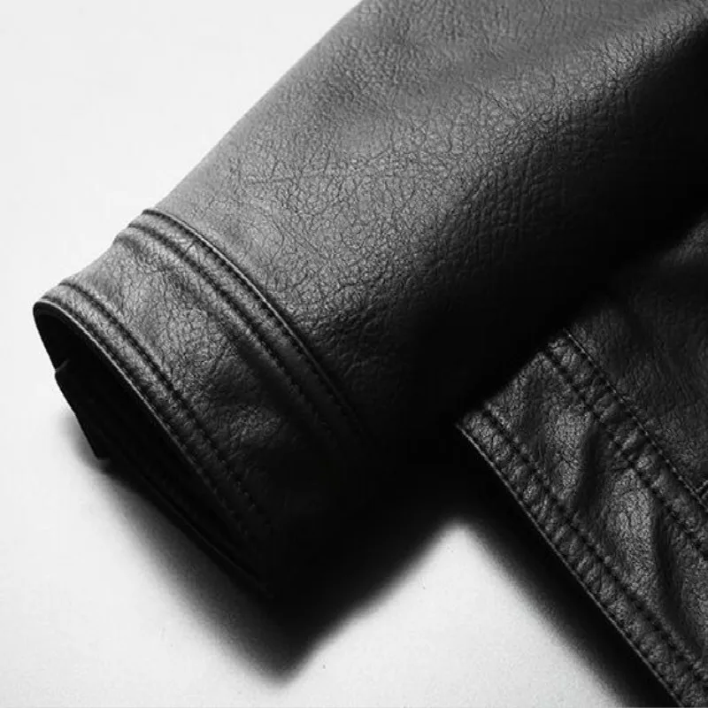 

High quality Mens PU New Leather Jacket Motorcycle Stand Collar Zipper multi-pocket Clothing Male Fashion Coats Biker Outerwear