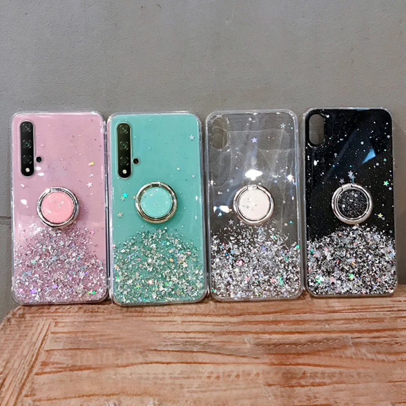 Блестящий Мягкий Прозрачный чехол с блестками для Samsung S8 S9 S10 Plus Note 8 9 10 A10 A20 A50 A70 |