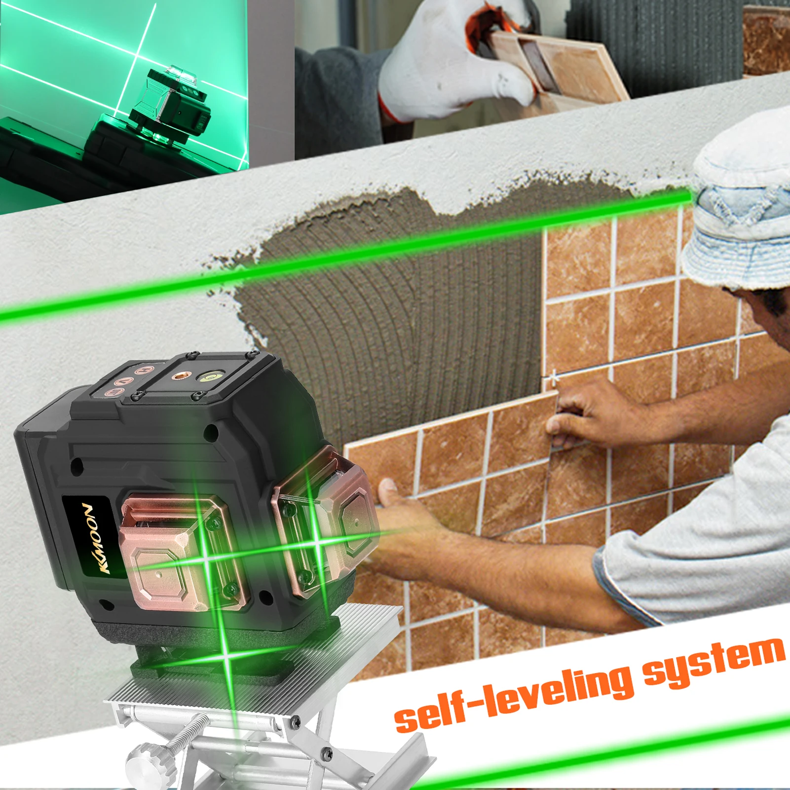 Multifunctional Laser Level 3D 12 Lines Green Leveling Device Vertical Horizontal Self-leveling 360 | Инструменты