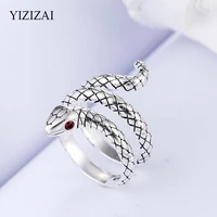 yizizai hot new silver color dynamic retro snake ring cute fashion trend high quality jewelry men and women