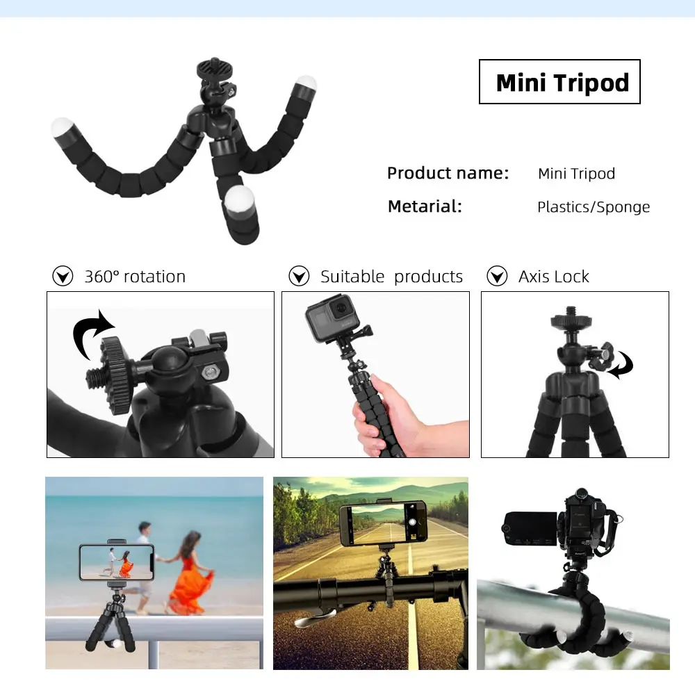 Штатив с селфи-палкой для Yi 4k Mijia Go Pro hero 8 7 6 5 Gopro 4 3 Аксессуары экшн-спортивных