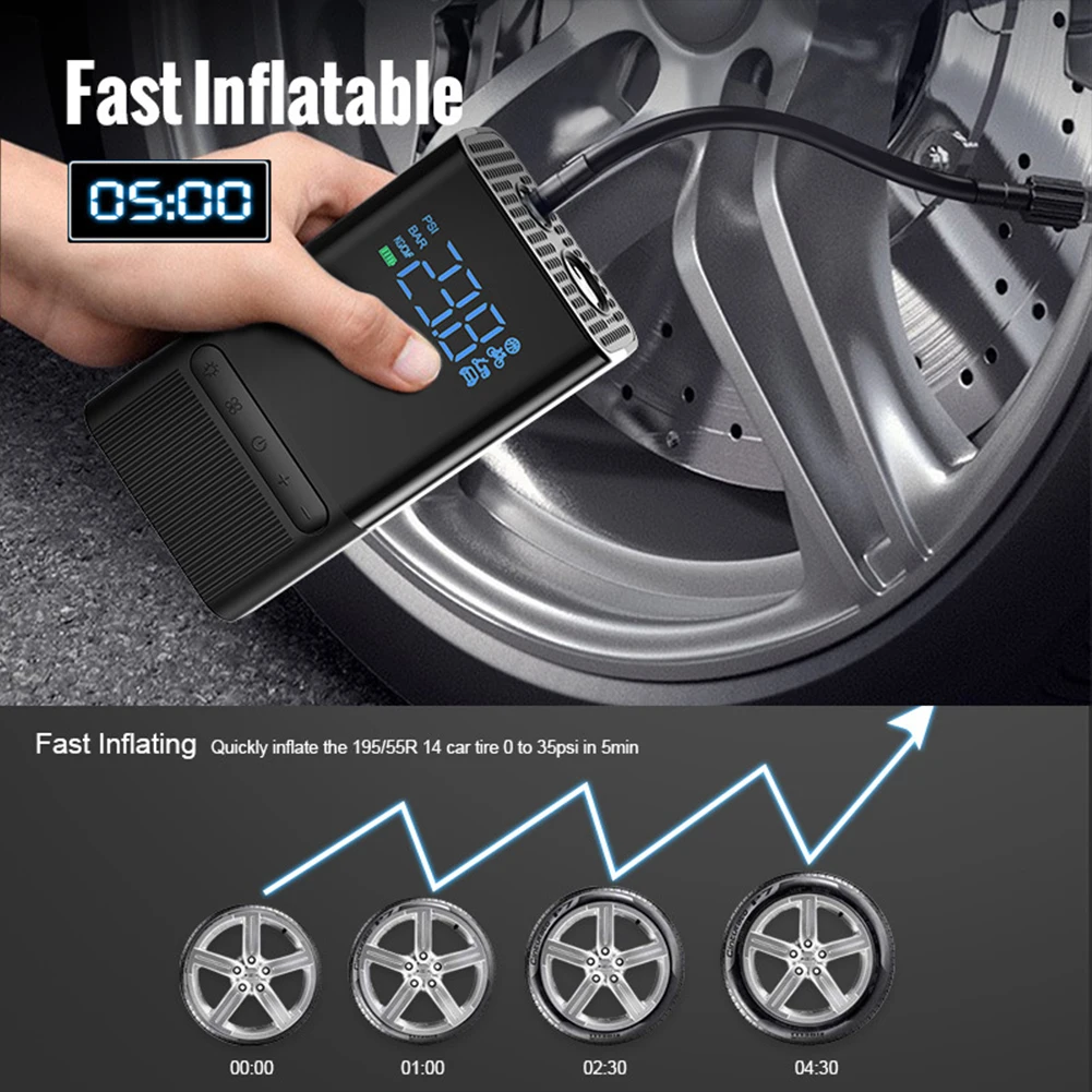 Car Air Pump Portable Wireless Inflator Mini Electrical Tire Inflator 120PSI with LED Light Digital Gauge for Car Motorcycle diy oil level gauge with thermometer for motorcycle car silver