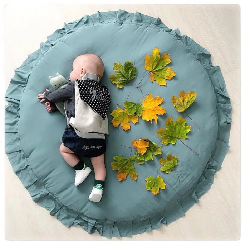 

Nordic Newborn Baby Padded Play Mats Soft Cotton Crawling Mat Girls Game Rugs Round Floor Carpet For Kids Interior Room Decor