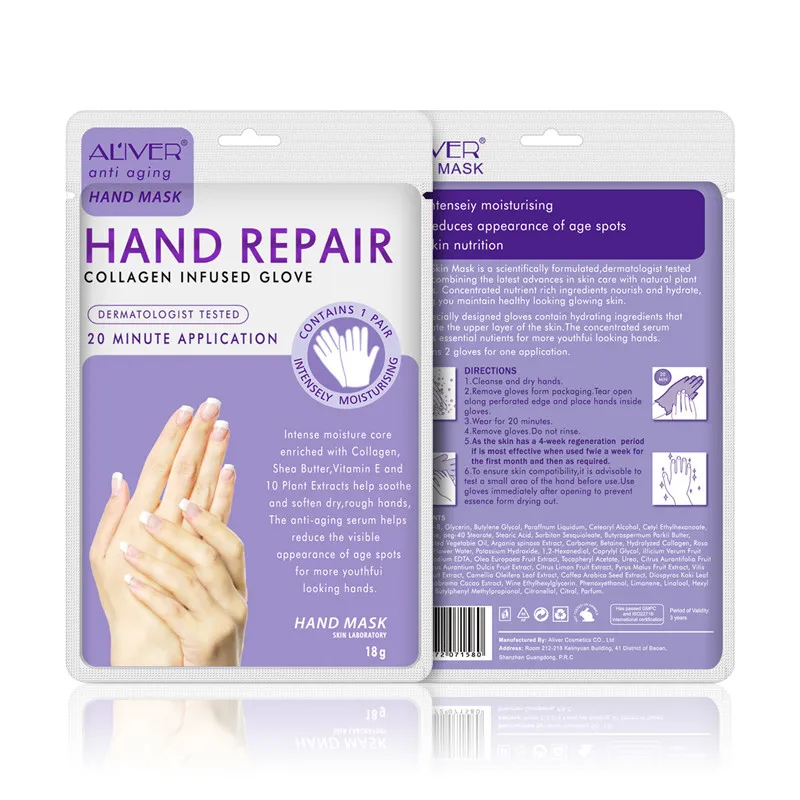 Skin Care Sets ALIVER Soft Hand Mask Moisturizing Silk Skiing Improves Dry Exfoliating whitening moisturizing |