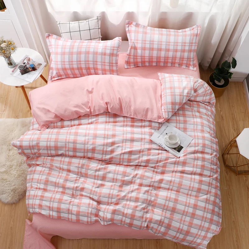 

Pink plaid Duvet Cover 220x240 Pillowcase 3Pcs,Bedding Set,200x200 Quilt Cover,Blanket Cover, Bed Sheet, Double Queen King Size