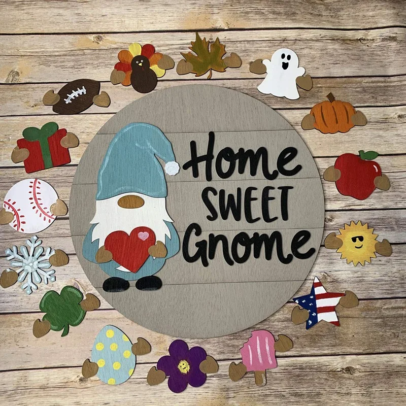 

Interchangeable Seasonal Welcome Door Sign Front Door Hanger Rustic Wood Round Wall Hanging Outdoor Porch Holiday Decor