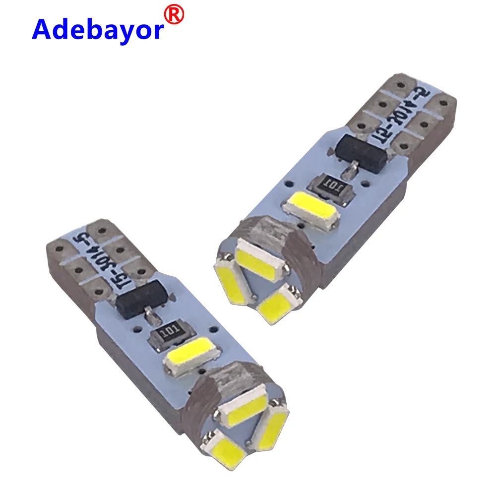 10 шт. автомобильные светодиодсветодиодный лампы T5 W1.2W 5 SMD 12 В постоянного тока 3014