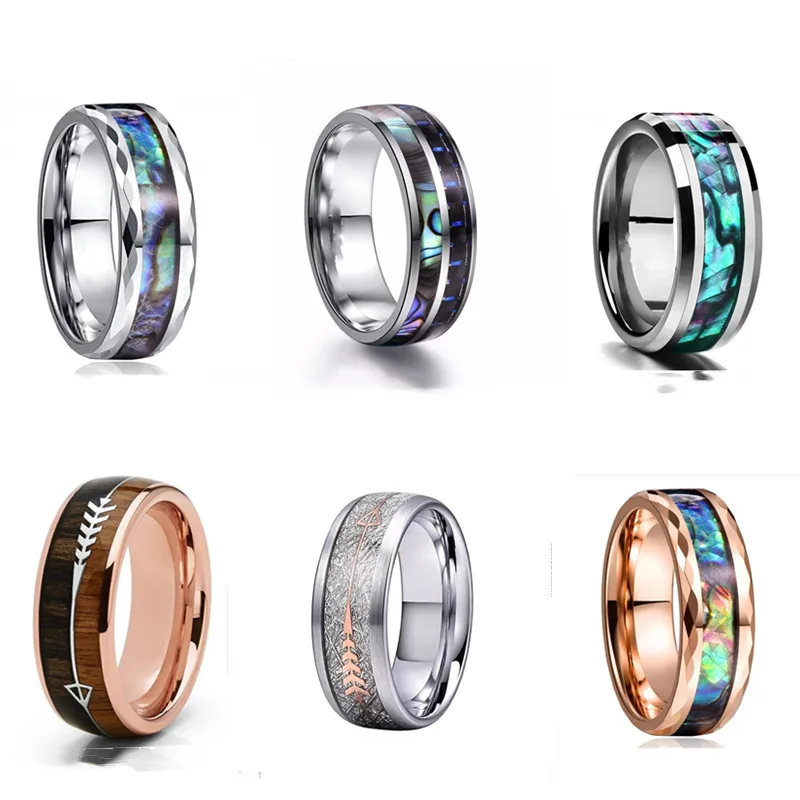 

8mm Men Ring Simple Fashion Jewelry Anniversary Wedding Engagement Women Rings Christmas Gift Decoration