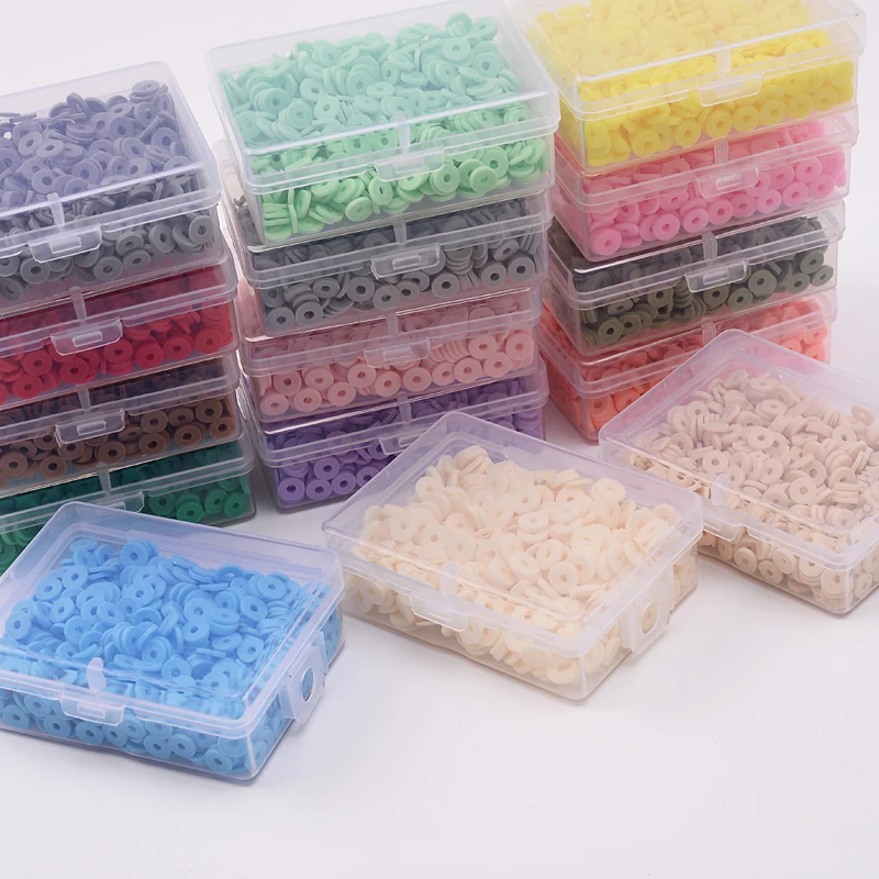 

1400Pcs/Box 6mm Flat Round Polymer Clay Beads Chip Disk Loose Spacer Heishi Loose Beads for Jewelry Making Bracelets Accessories