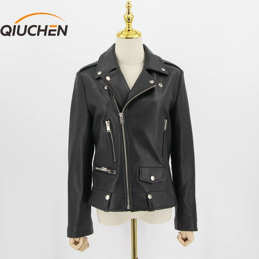 QIUCHEN PJ20013 2020 Новое поступление Женская куртка из натуральной овчины модная модель