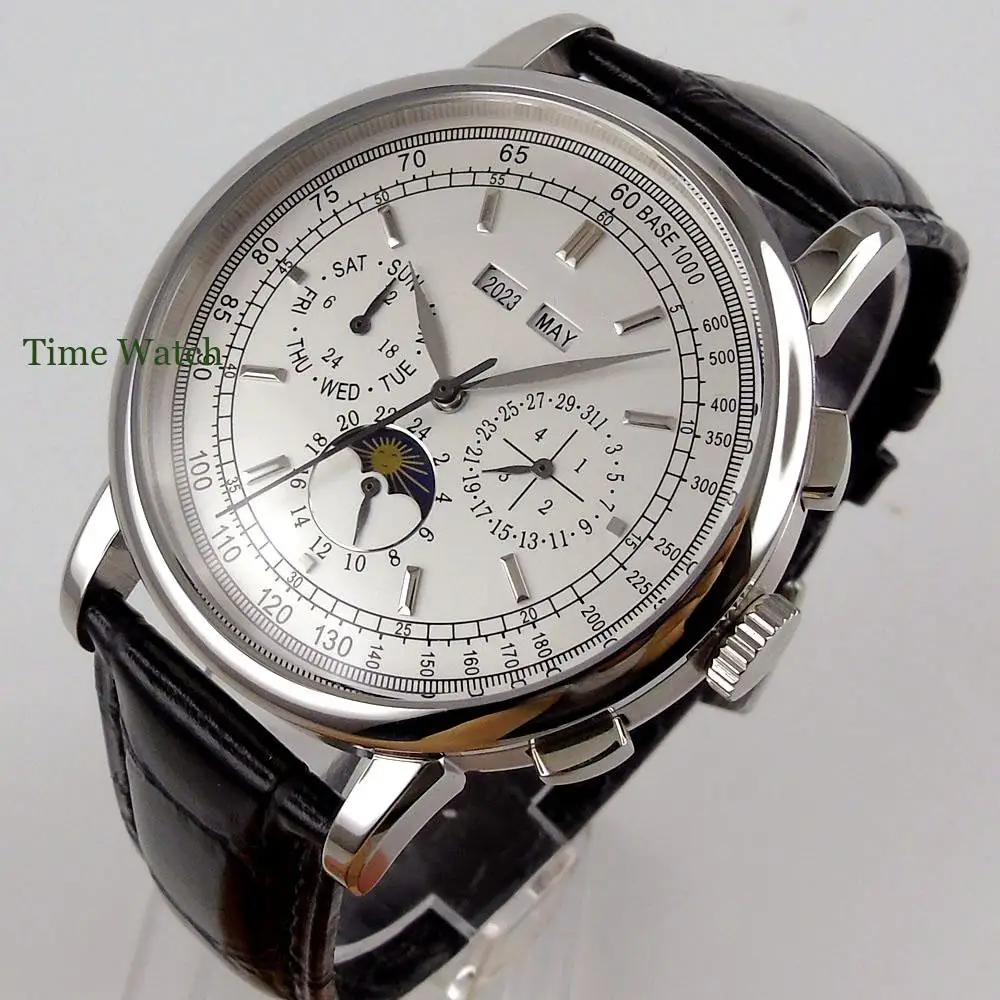 Часы наручные мужские стерильные автоматические многофункциональные с кожаным