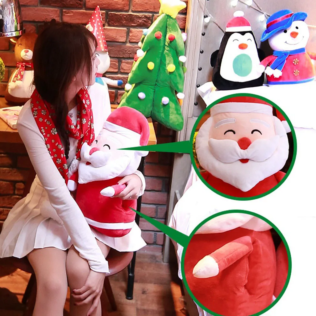 Санта Клаус Рождественский лось плюшевая кукла игрушка снеговик ручная грелка
