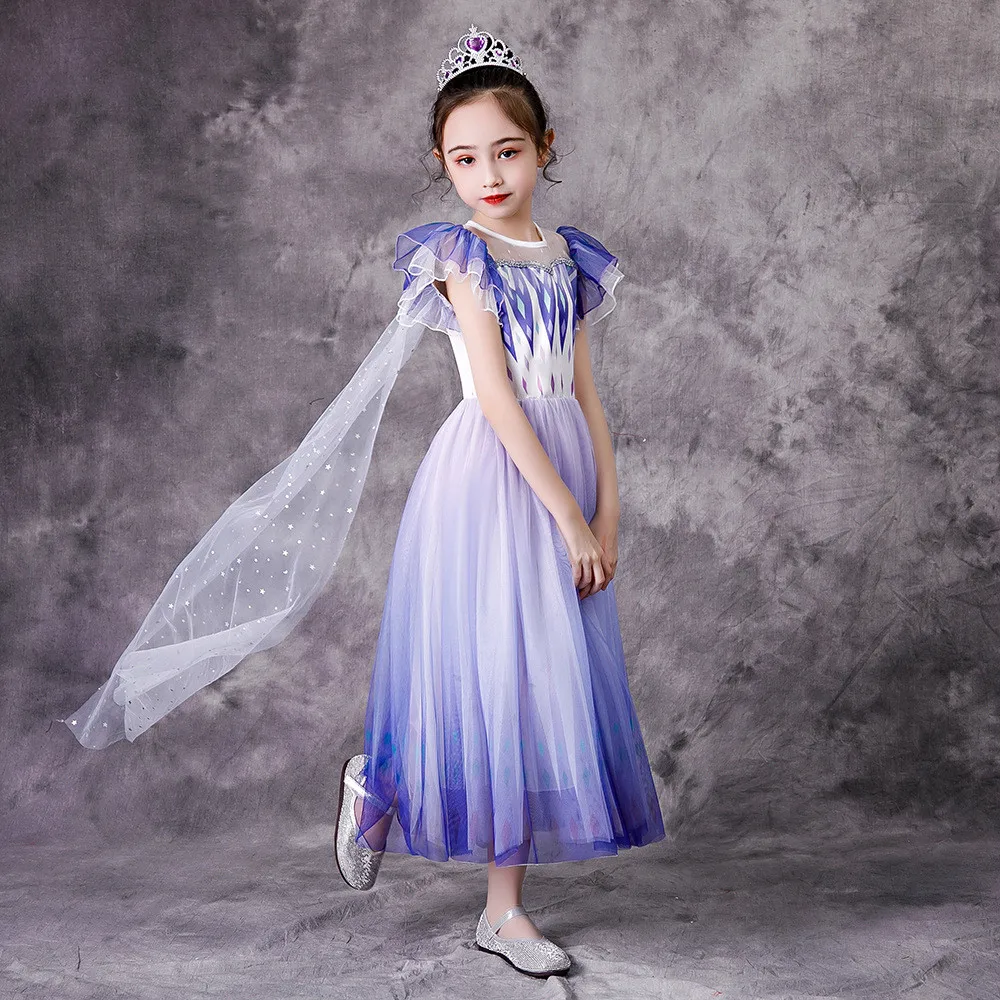 Платье Снежной Королевы 2 Эльзы для девочек белый блестящий карнавальный костюм