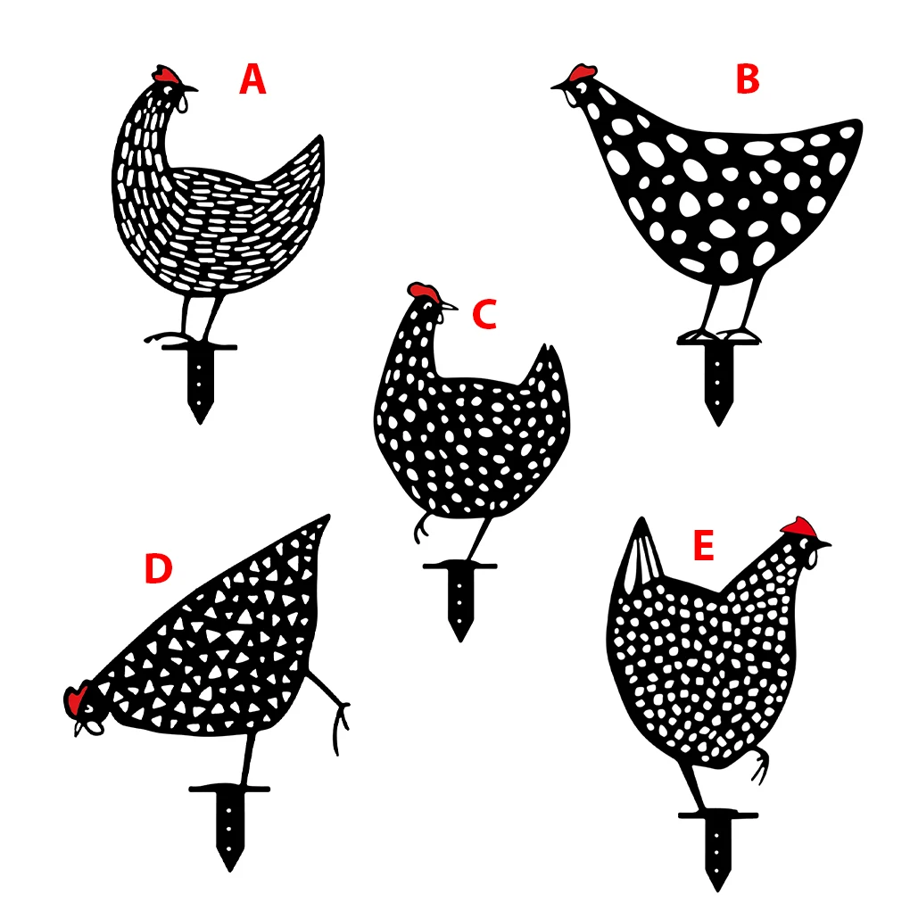 

Chicken Stake Yard Art Acrylic Hollow Out Hen-Shaped Stake Decorative Ornaments Card Waterproof Garden Lawn Decoration