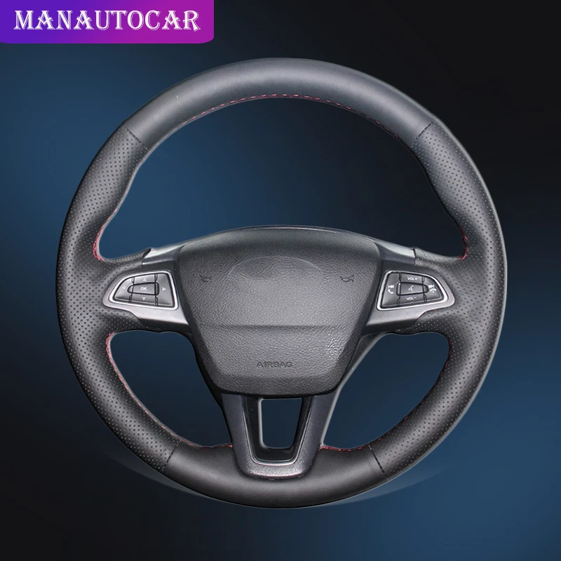 Автомобильная Оплетка на рулевое колесо для Ford Focus 3 2015 2018 Kuga 2016 2019 Escape C MAX Ecosport